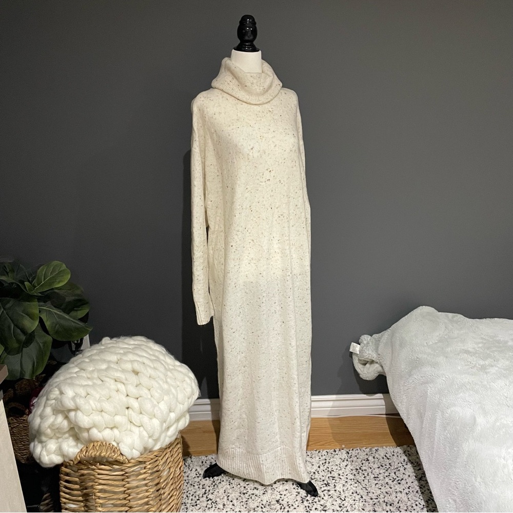 MNG Speckled Cream Knit Sweater Dress - Super Cozy!